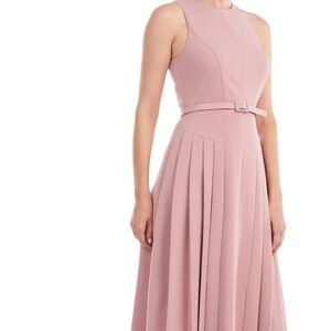 Nwt Elegant Pink Sleeveless Dress Tea Length Dress Size 8 *belt Not Included